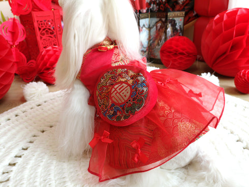 Red Shoulder Bag with Traditional Embroidery