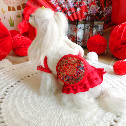 Red Shoulder Bag with Traditional Embroidery