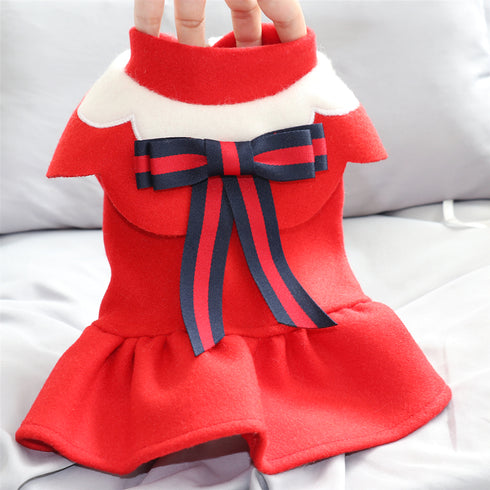 Woolen Princess Dress with Bowknot