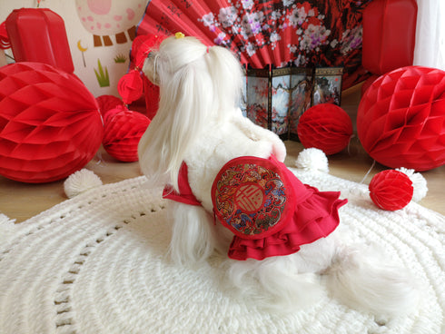 Red Festival Flared Bottom Dress