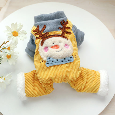 Cotton-Padded Jumpsuits with Snowman Pattern