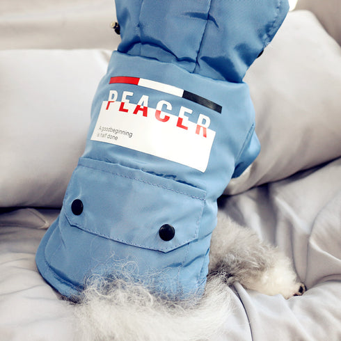 Cotton-Padded Letter Print Coat