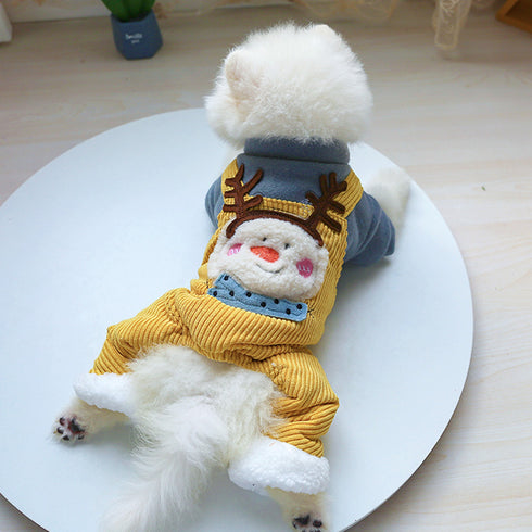 Cotton-Padded Jumpsuits with Snowman Pattern