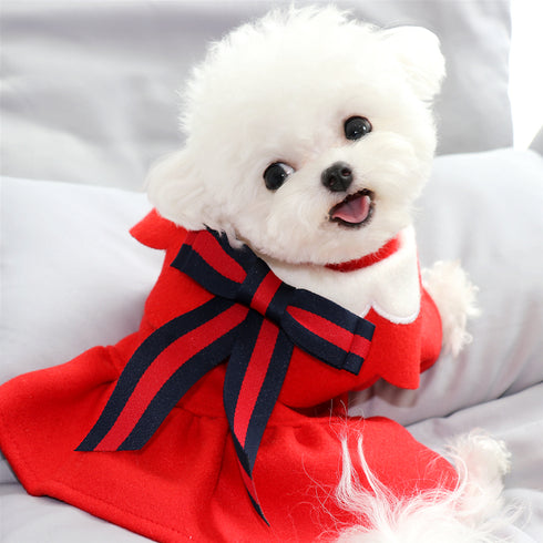 Woolen Princess Dress with Bowknot